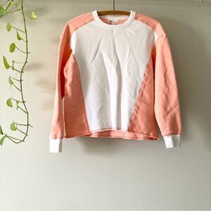 Sundry Peach/White Colorblocked Sweatshirt by Evereve Size‎ XS